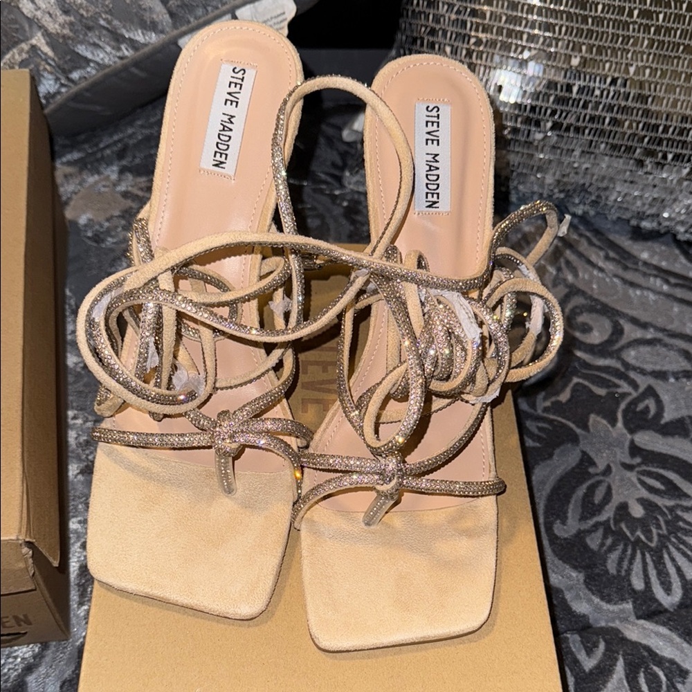 Steve Madden Tan Lace-Up Heels